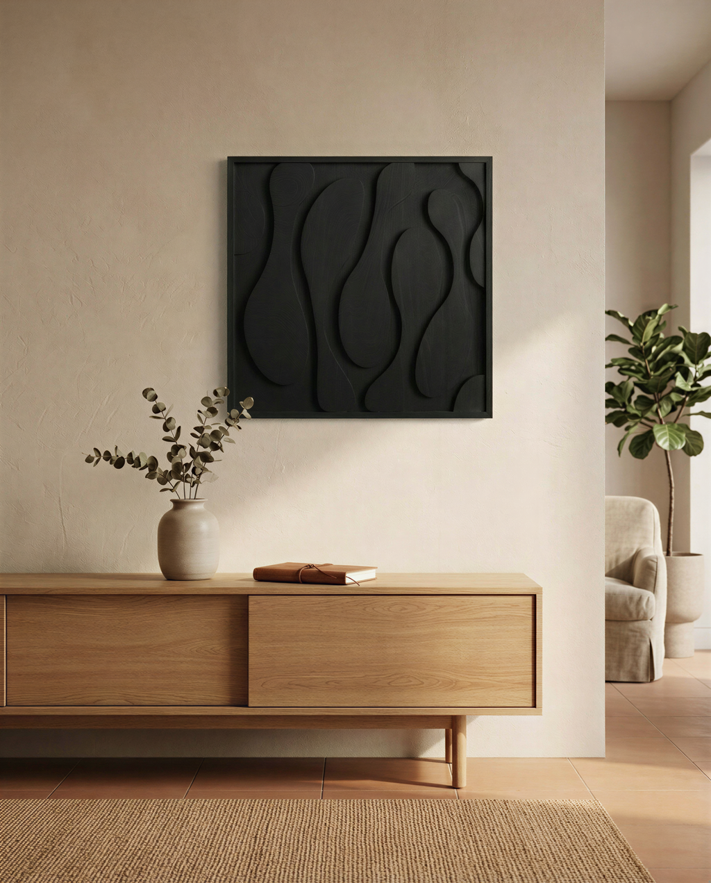Abstract Charcoal Wall Installation