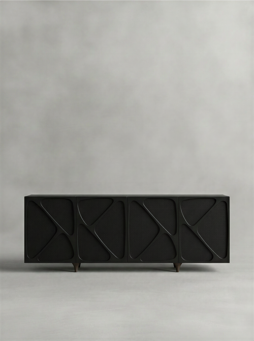 Abstract Matte Black Sideboard