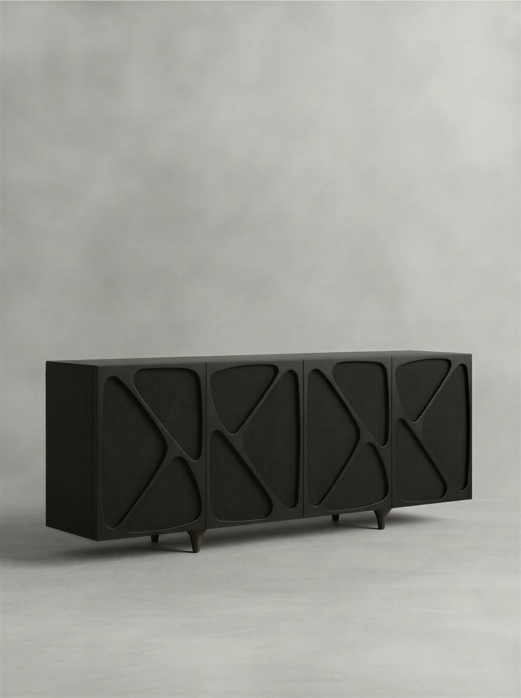 Abstract Matte Black Sideboard