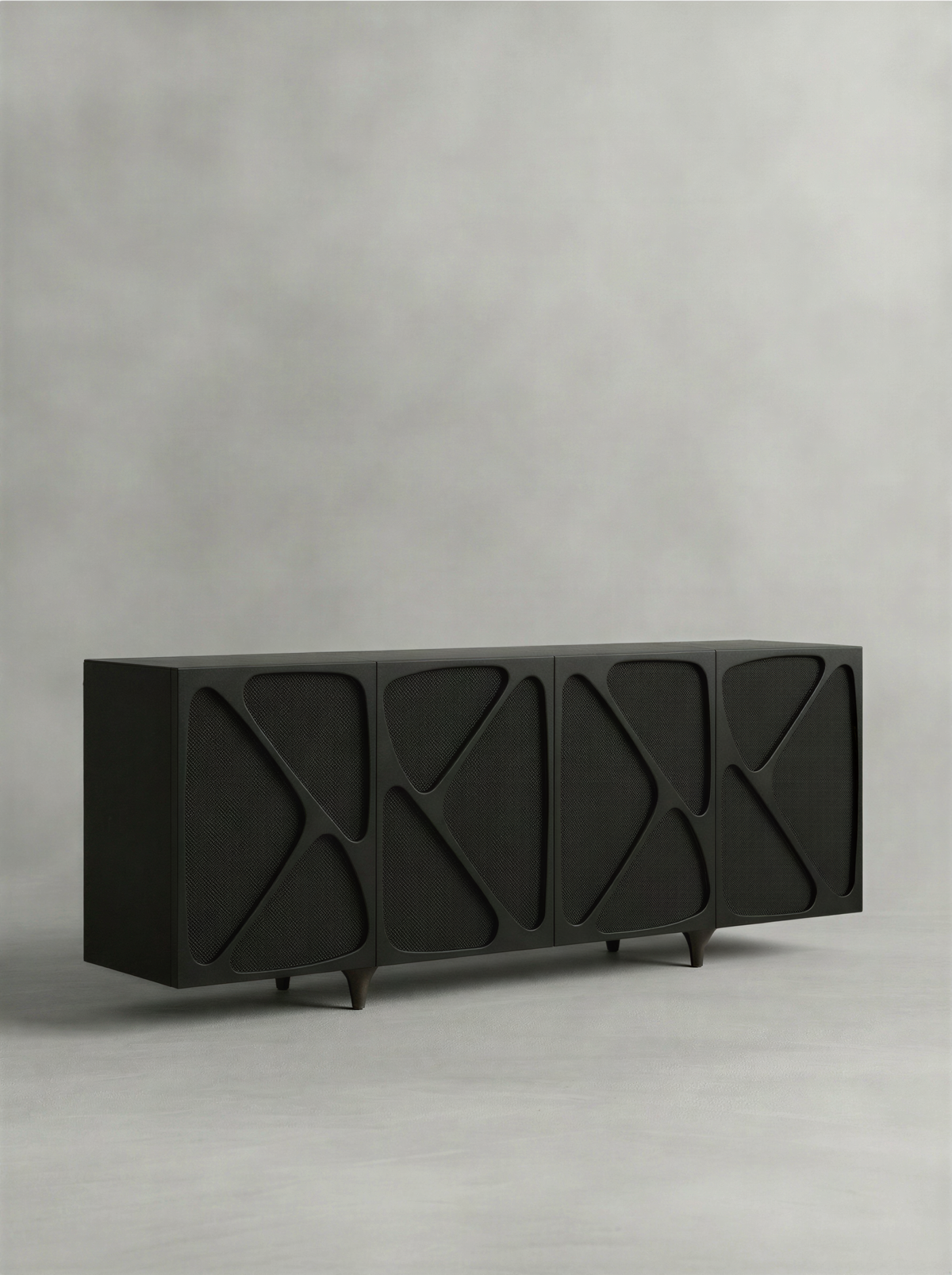 Abstract Matte Black Sideboard