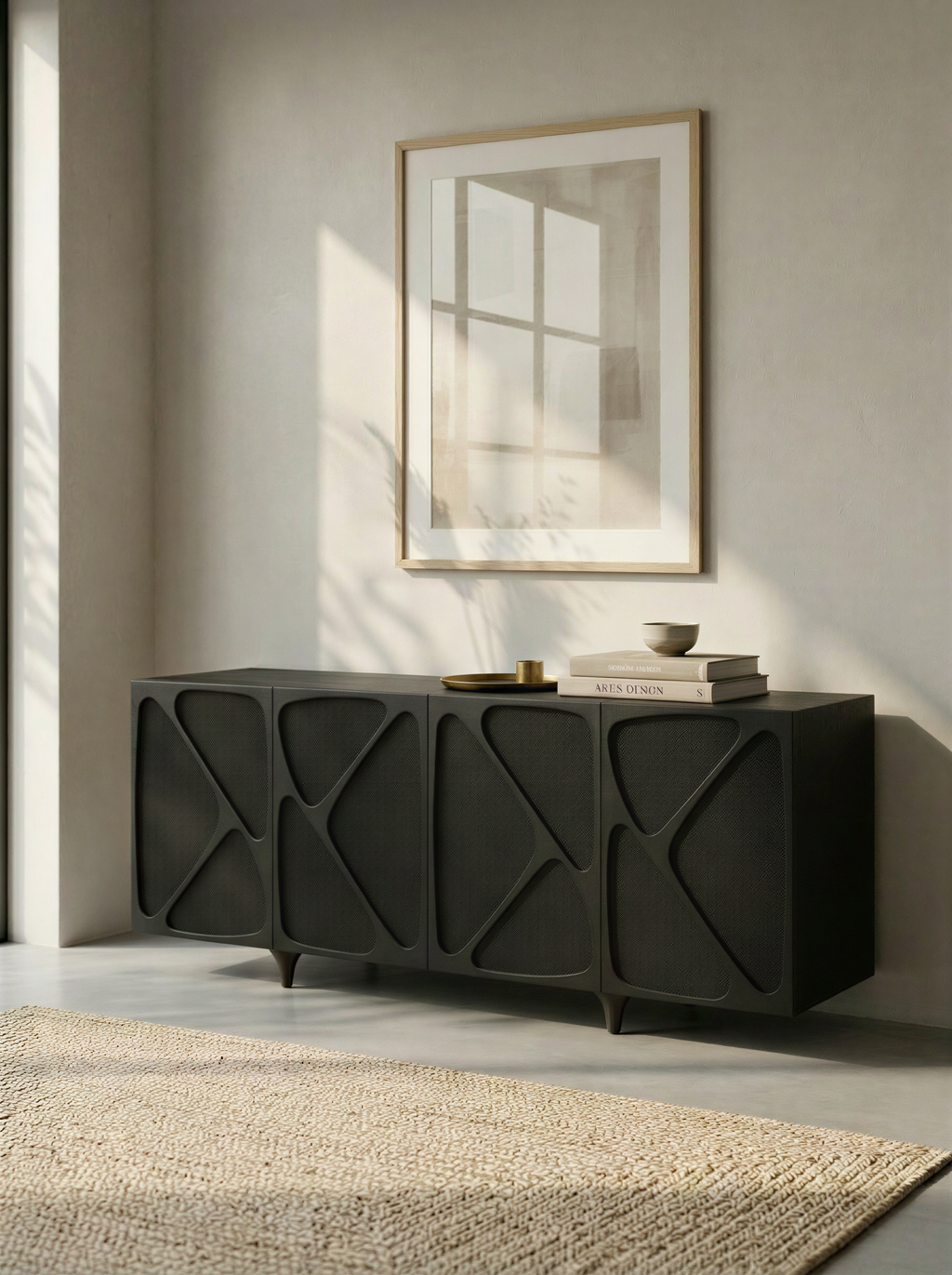 Abstract Matte Black Sideboard