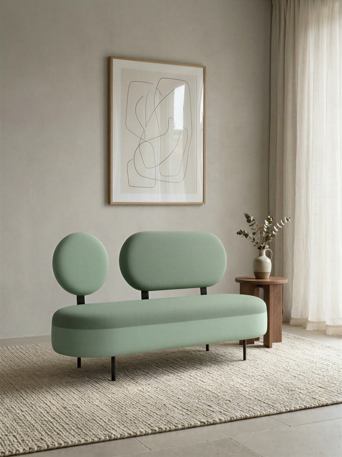 Asymmetric Mint Bench