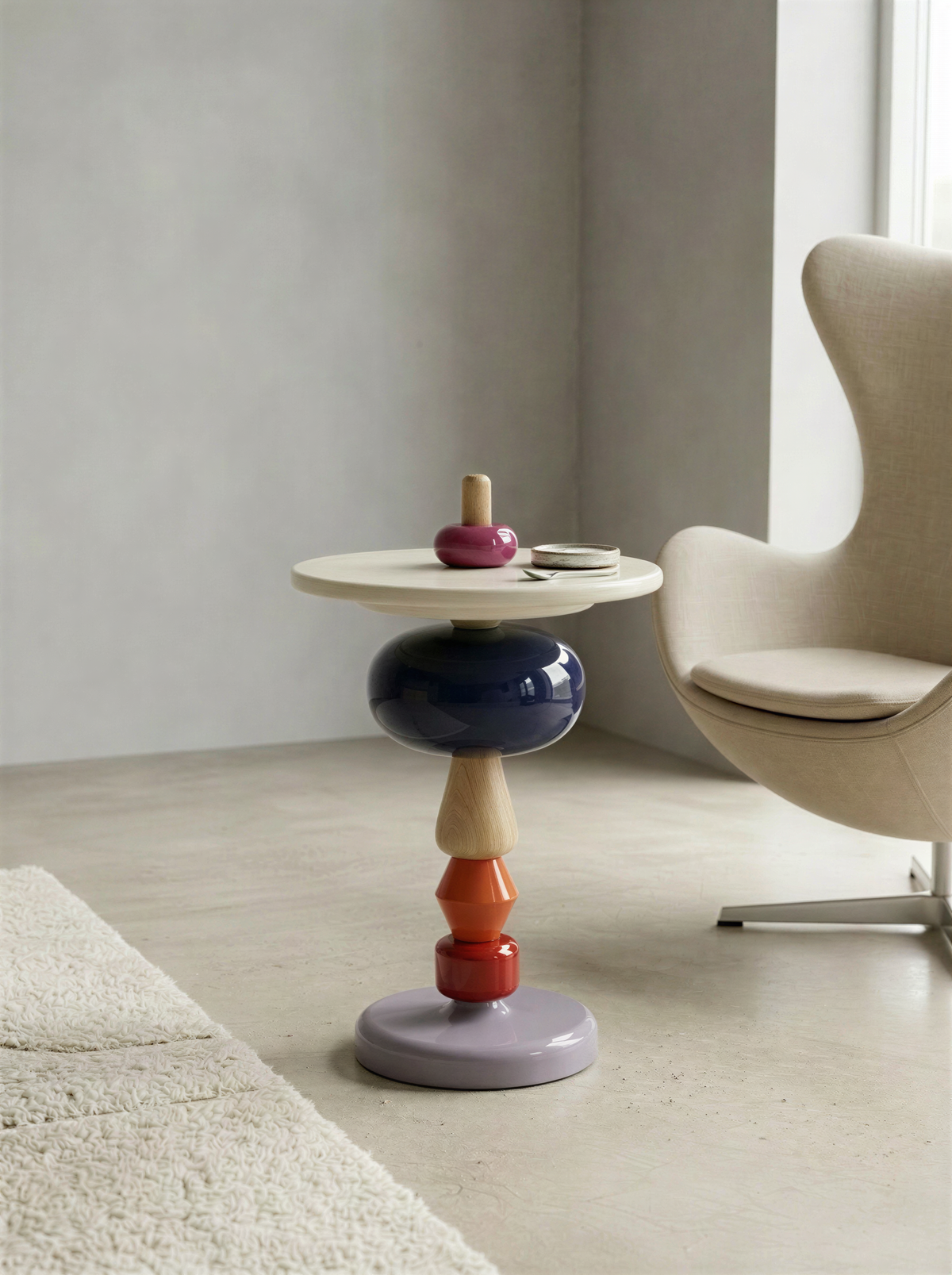 Beaded Natural Oak Side Table
