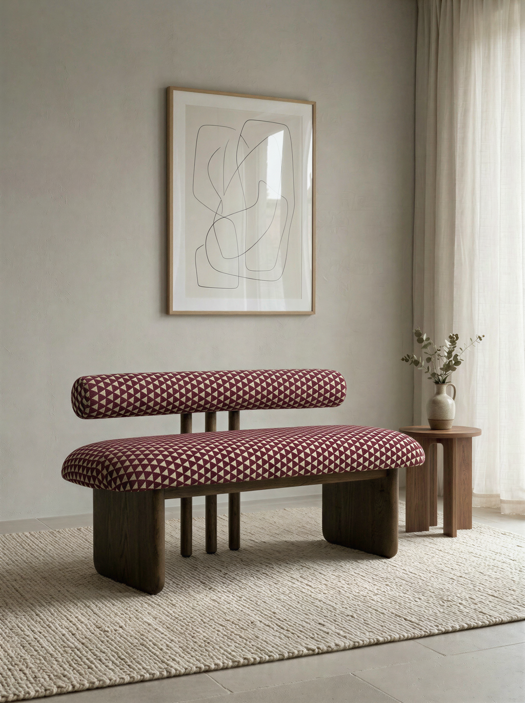 Bolster Walnut Bench
