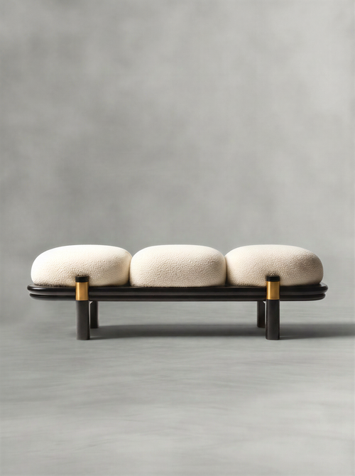 Bouclé Dark Shadow Bed Bench
