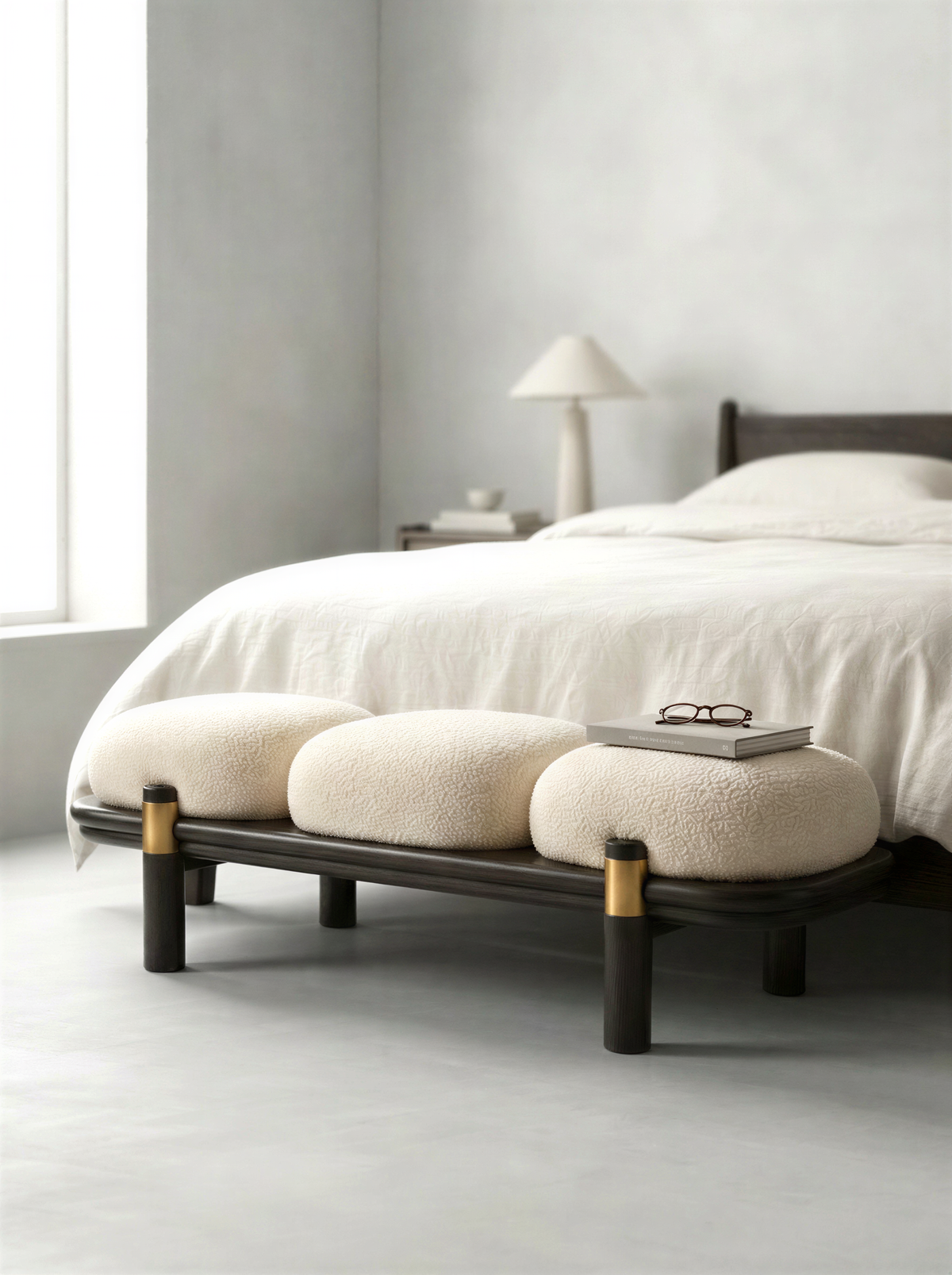 Bouclé Dark Shadow Bed Bench