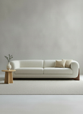 Bouclé Walnut Three Seater Sofa