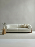 Bouclé Walnut Two-Seater Sofa