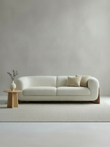 Bouclé Walnut Two-Seater Sofa