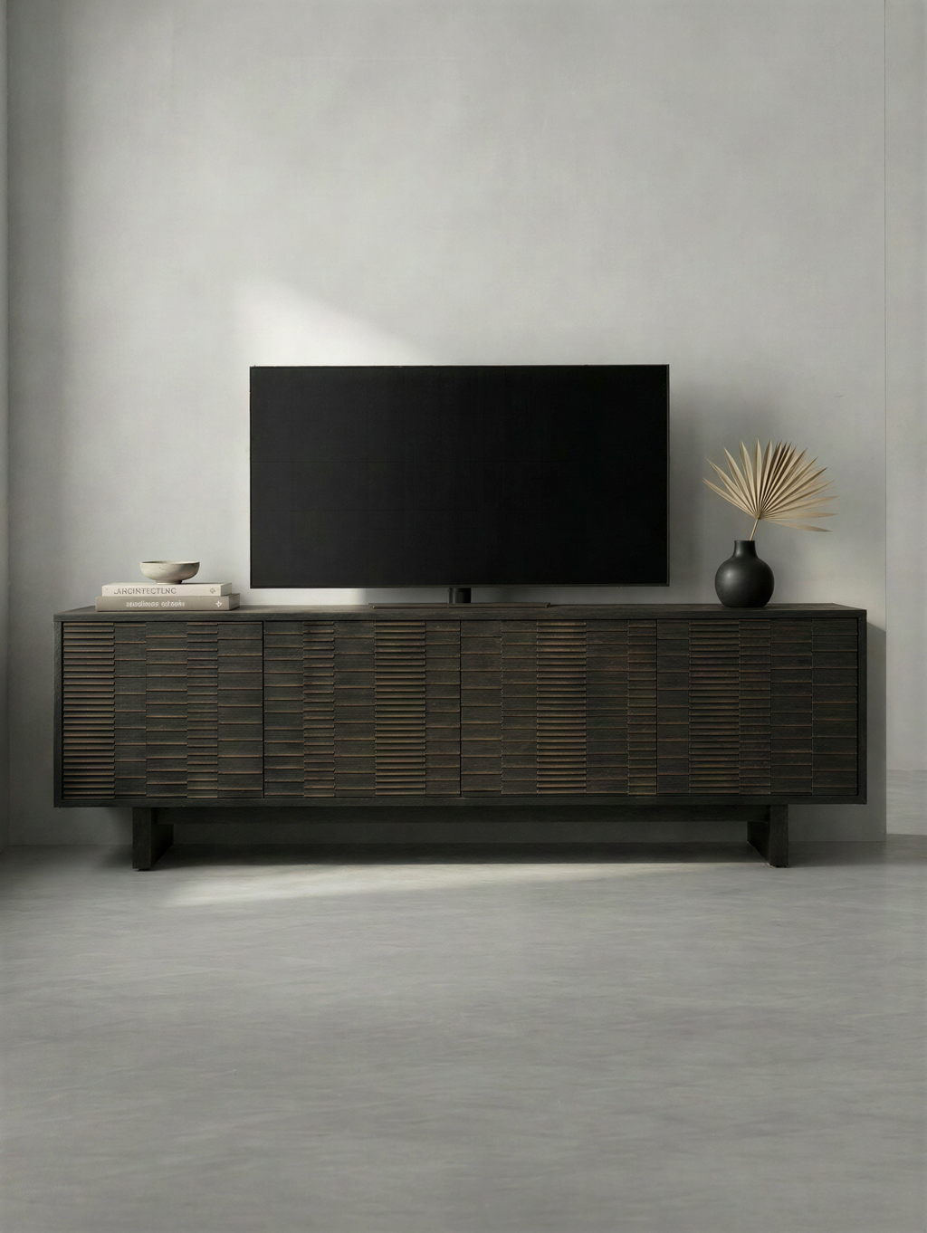 Contemporary Ribbed Charcoal Media Unit