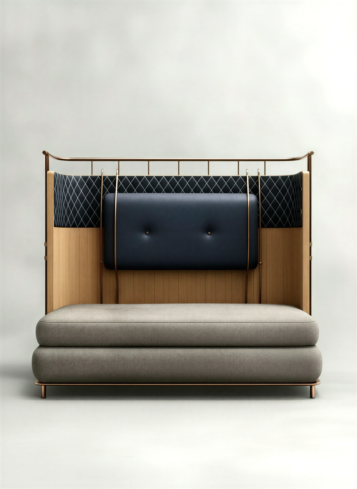 Enclosed Natural Oak Booth Sofa