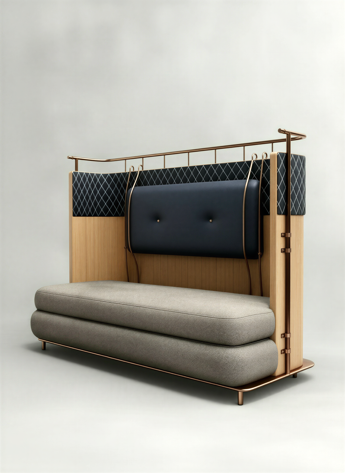 Enclosed Natural Oak Booth Sofa