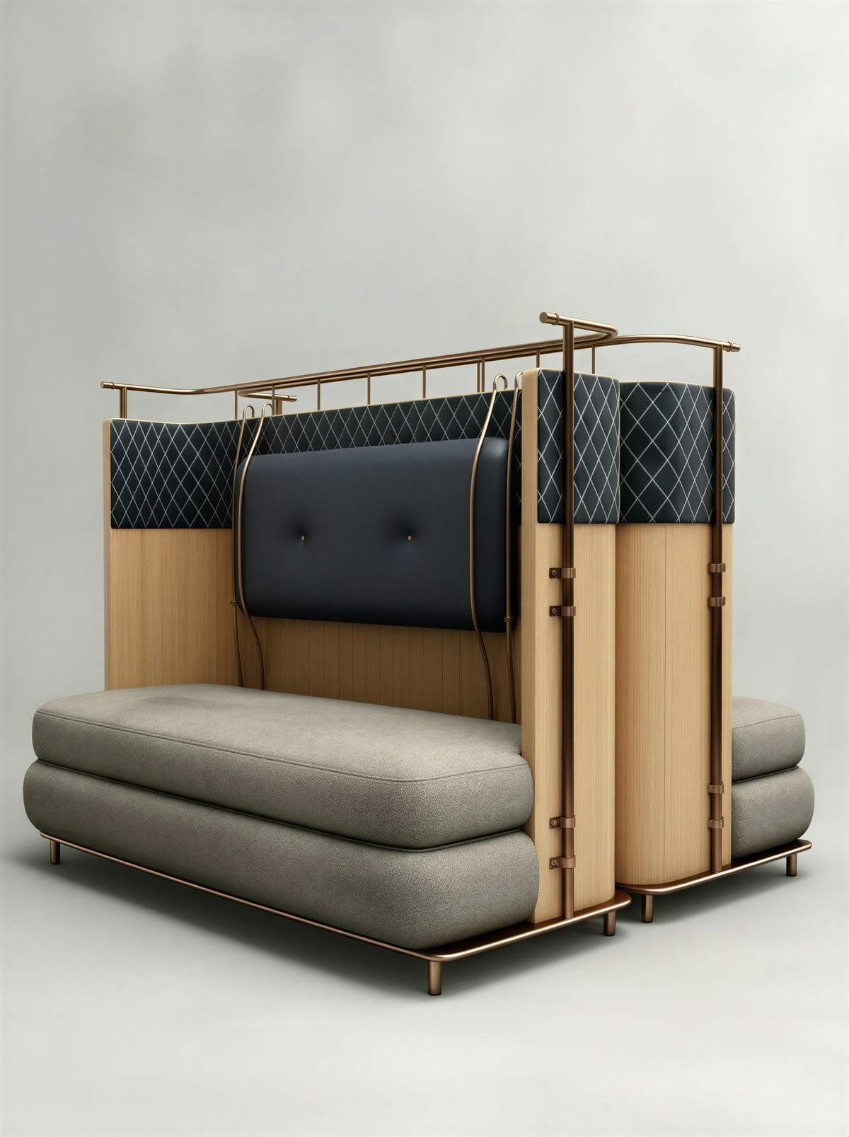 Enclosed Natural Oak Booth Sofa