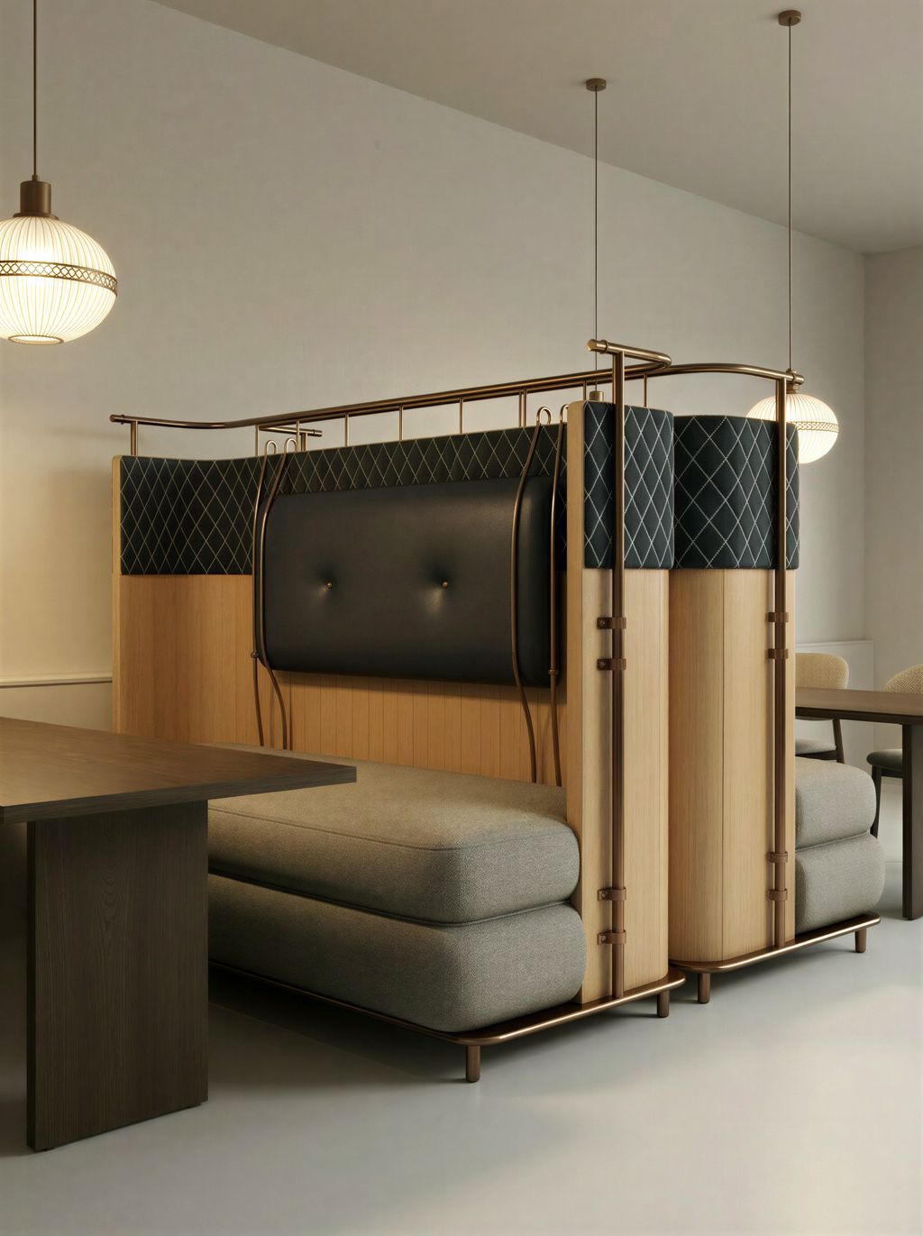 Enclosed Natural Oak Booth Sofa
