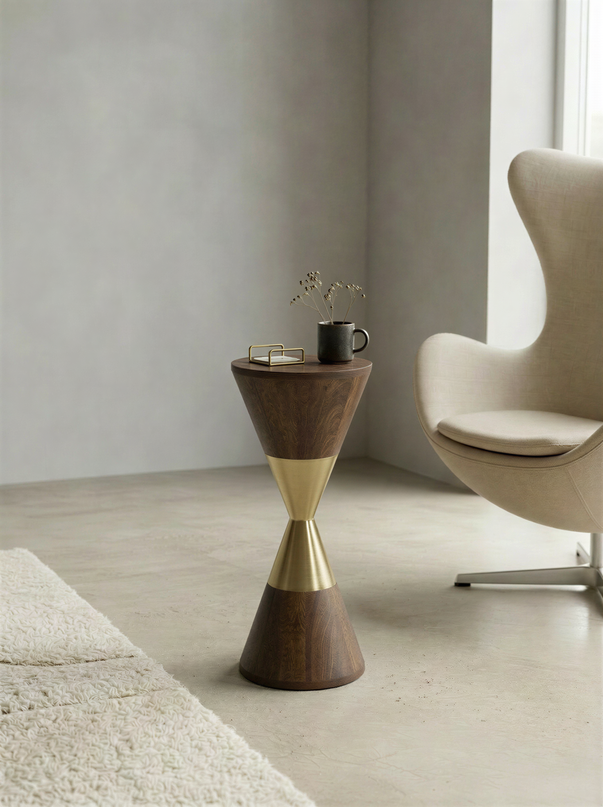 Hourglass Walnut Side Table