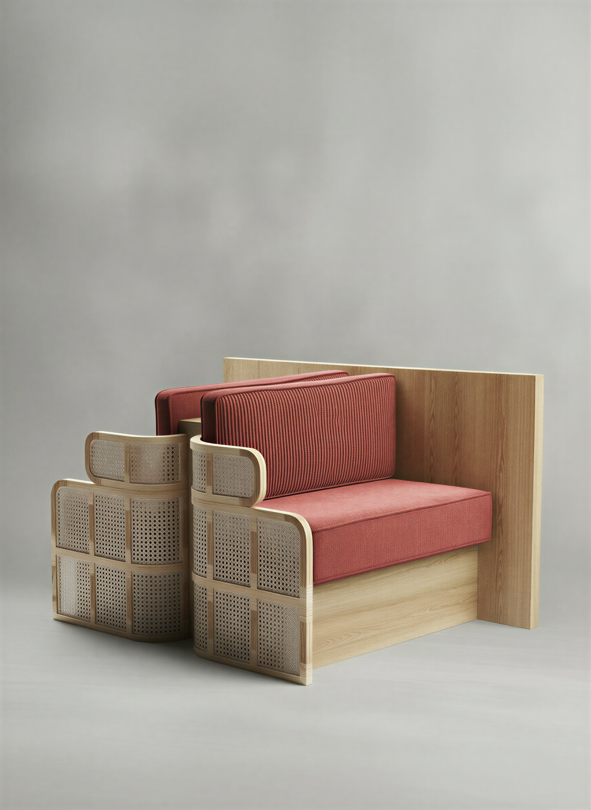 Japandi Natural Oak Booth Sofa