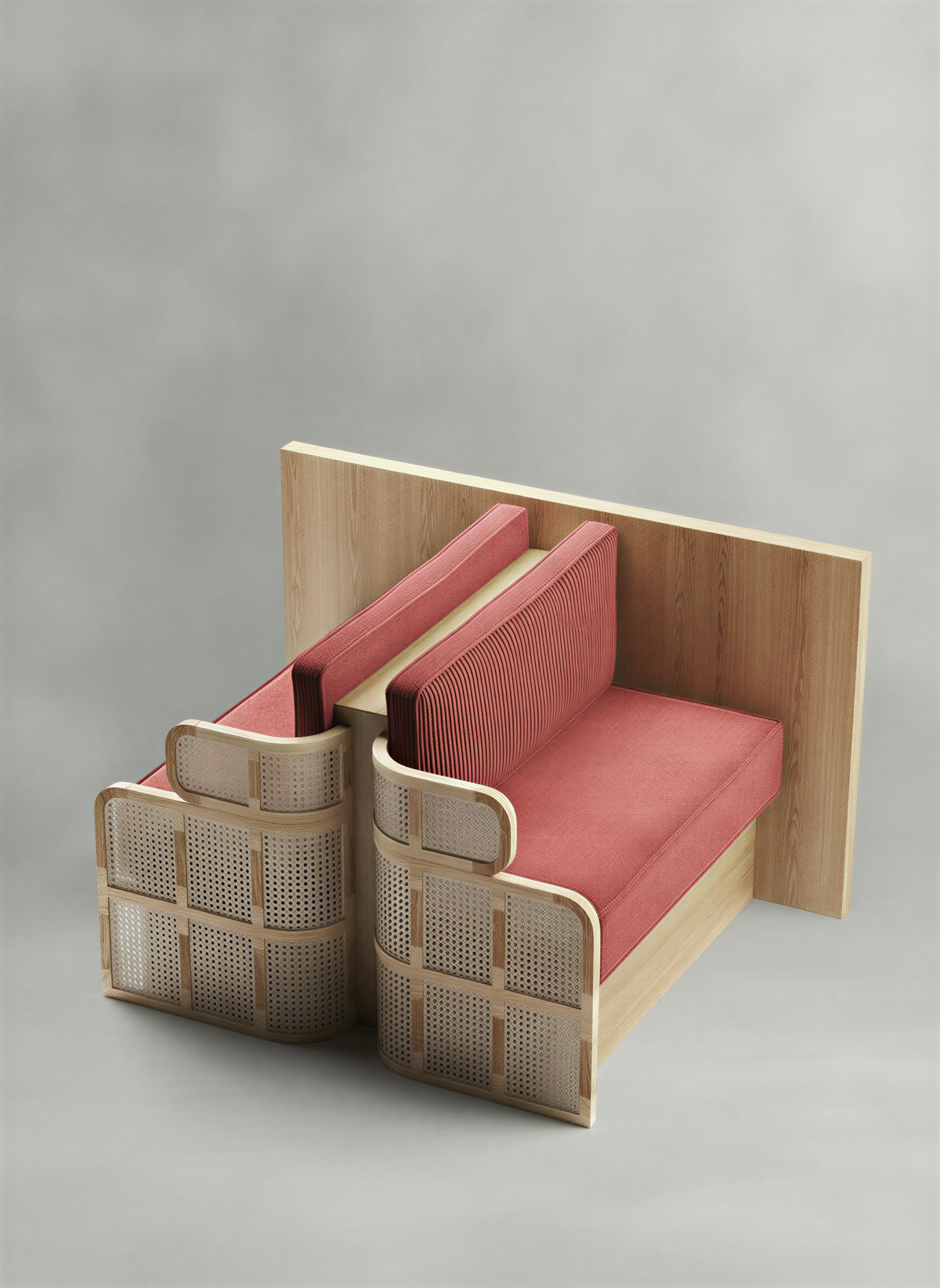 Japandi Natural Oak Booth Sofa