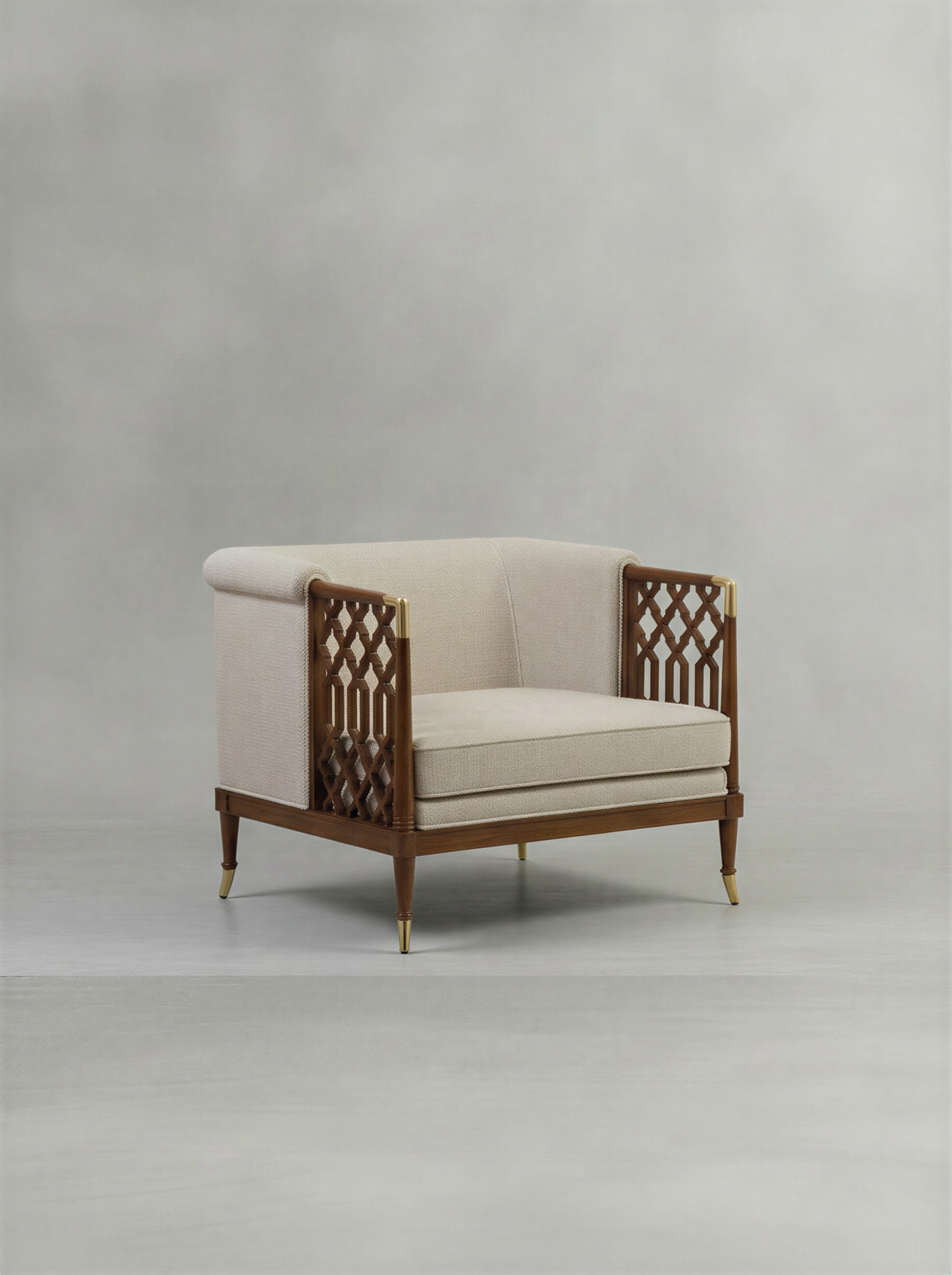 Lattice Walnut Single Seater Sofa