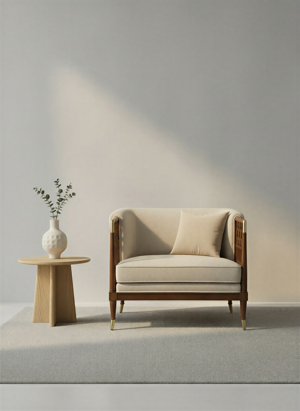 Lattice Walnut Single Seater Sofa