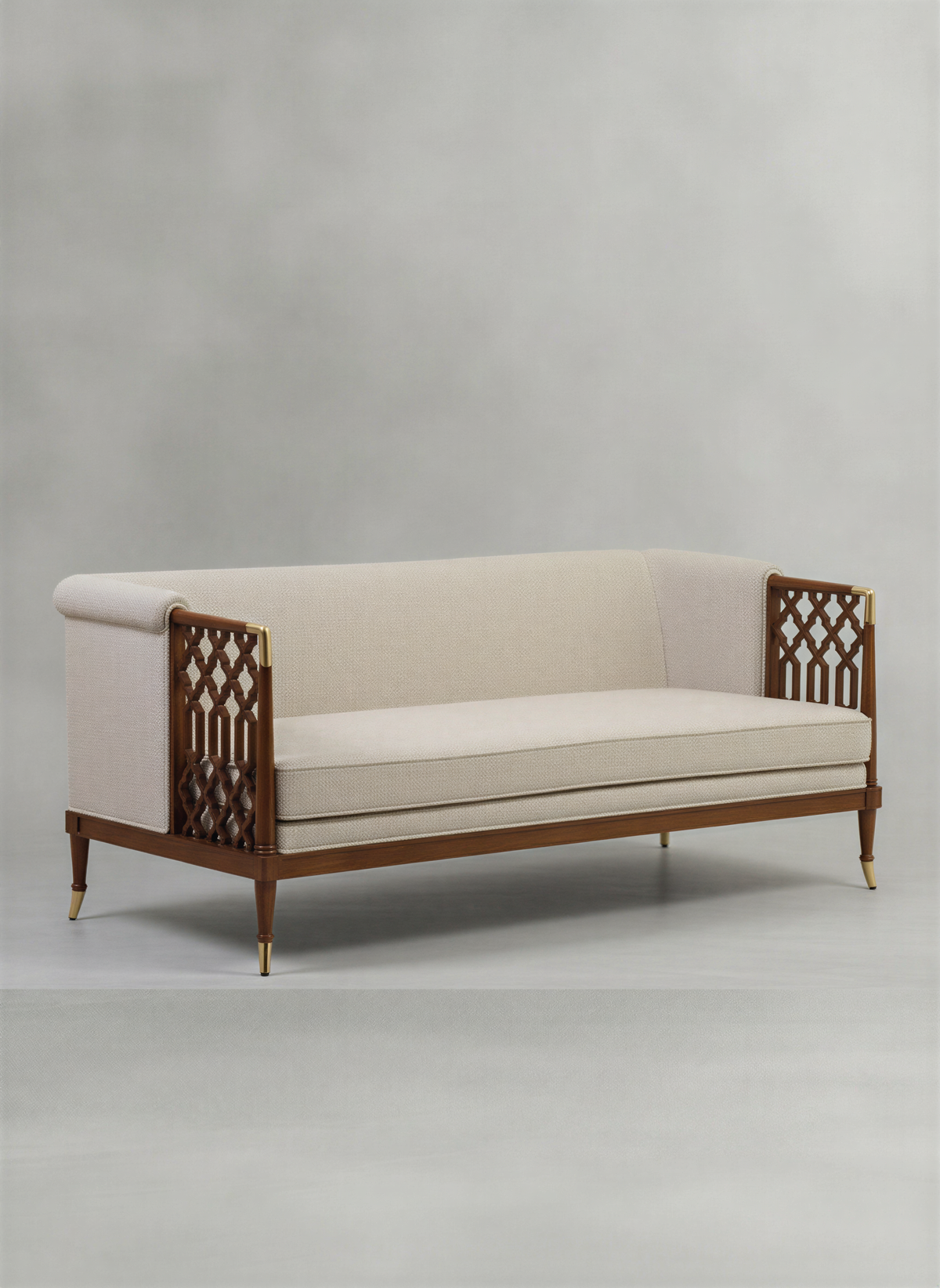 Lattice Walnut Three Seater Sofa