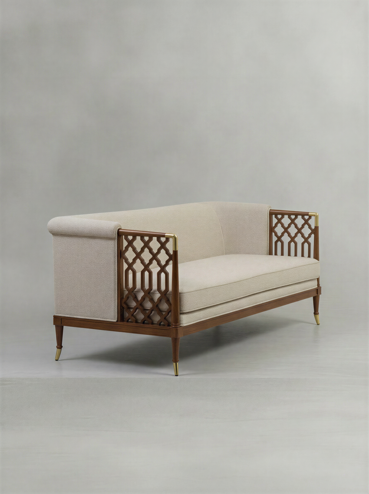 Lattice Walnut Two-Seater Sofa