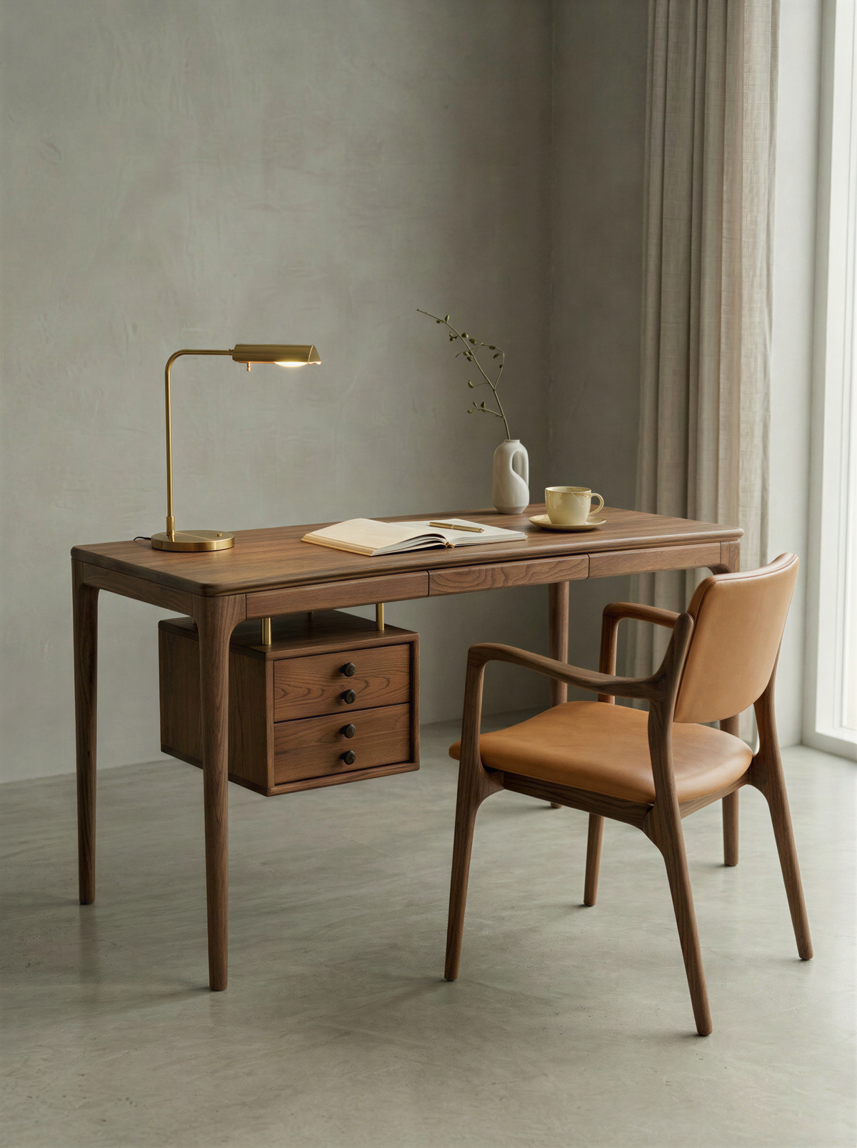 Mid Century Walnut Study Table