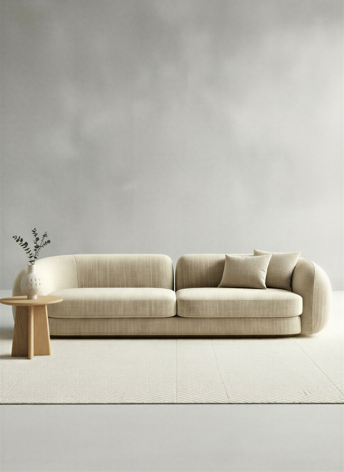 Minimal Oatmeal Three Seater Sofa