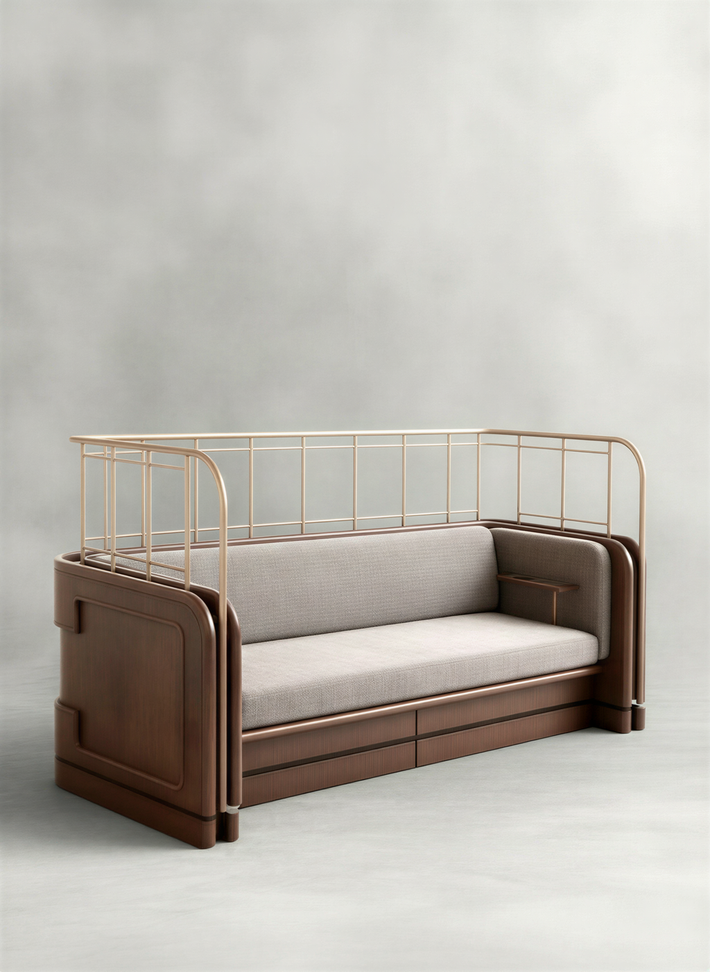 Modernist Walnut Booth Sofa