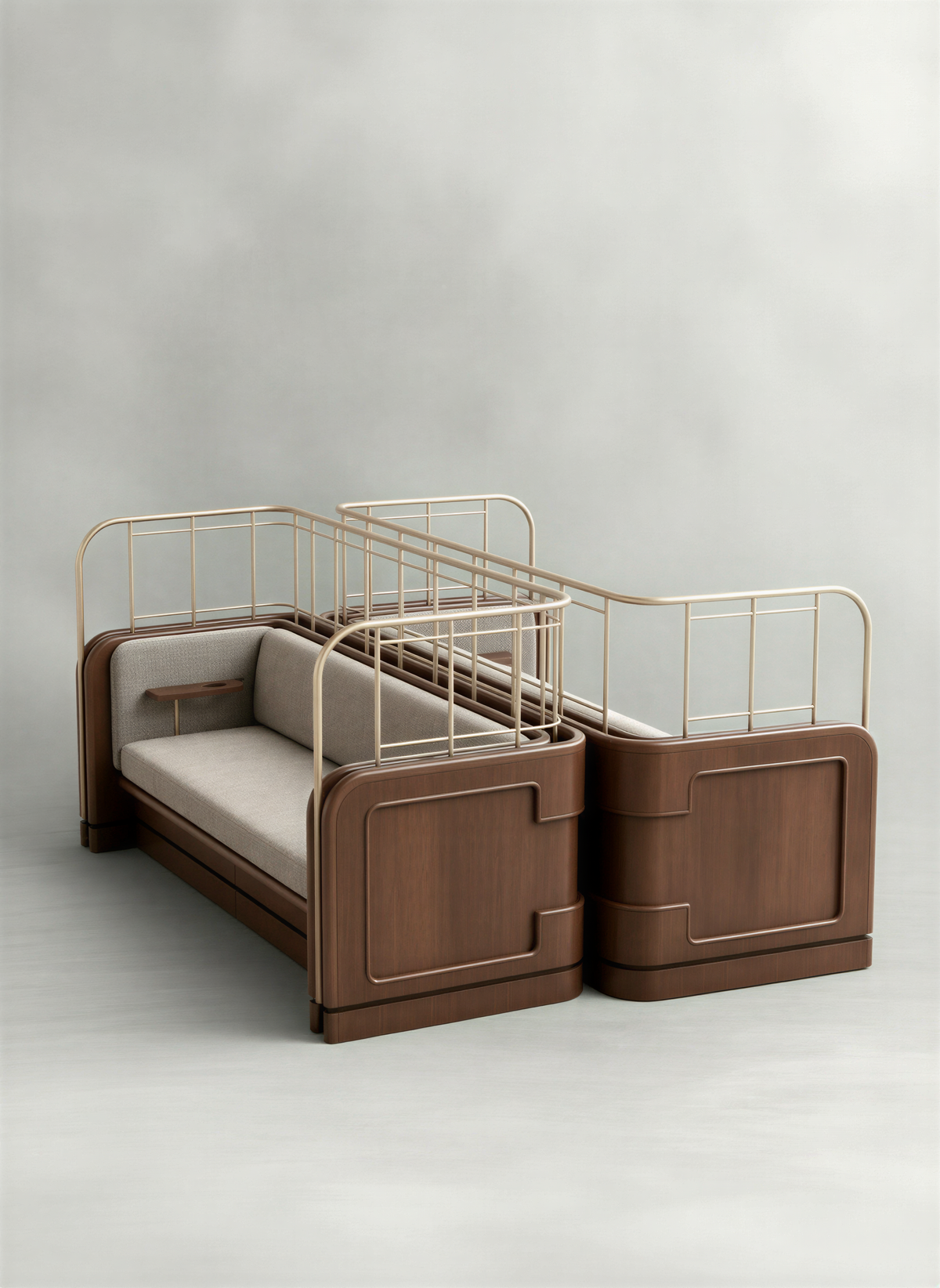 Modernist Walnut Booth Sofa