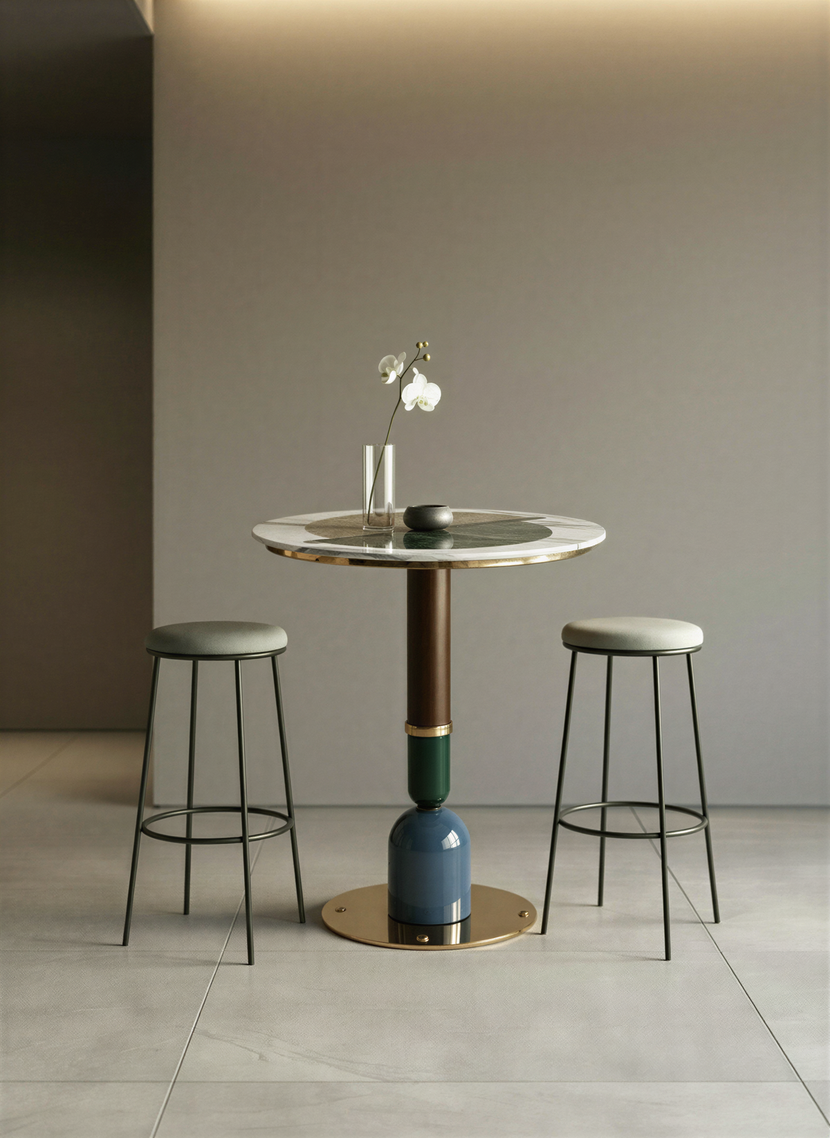 Mosaic Painted Wooden Bar Table