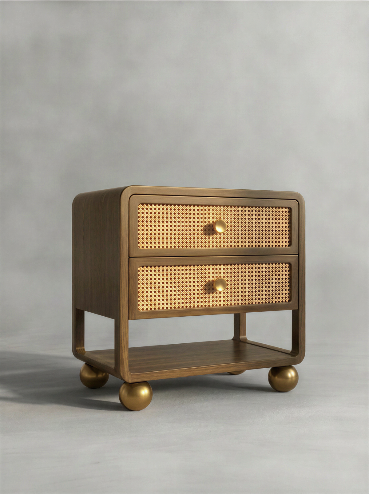 Palatial Walnut Bedside Table