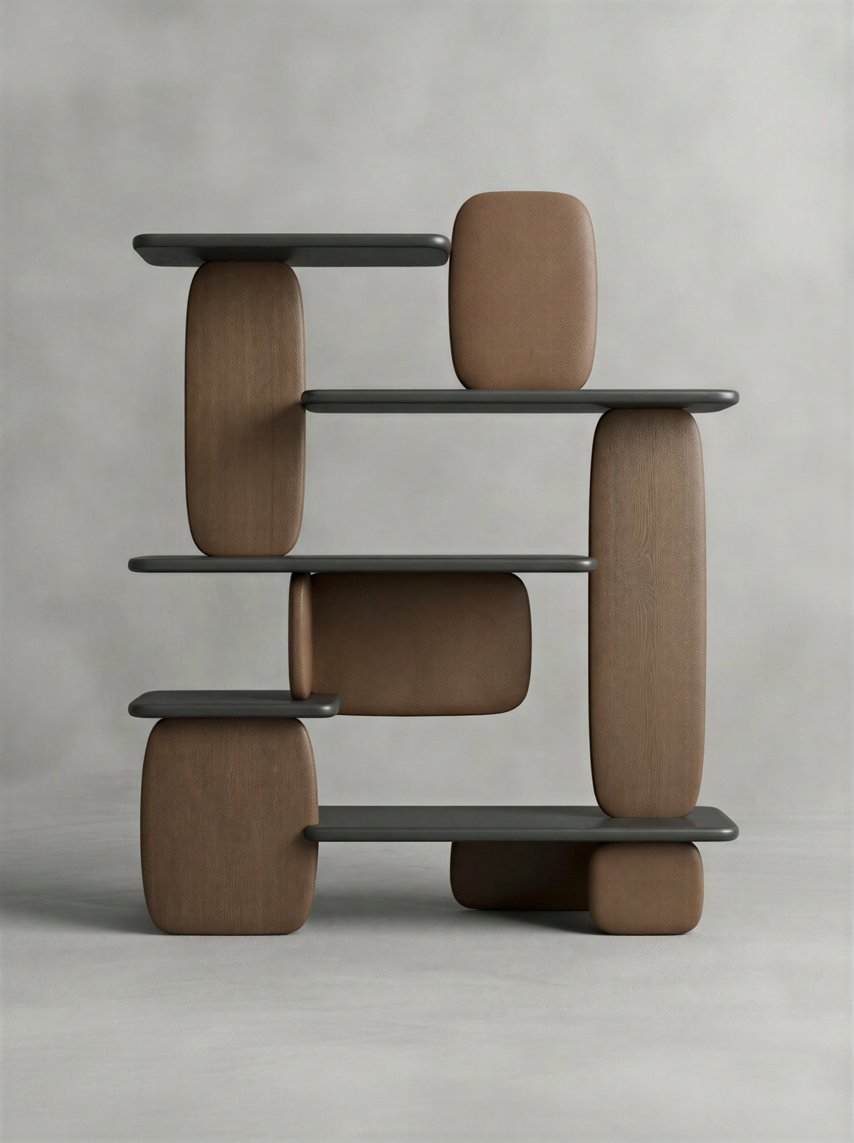 Pebble Block Walnut Bookshelf
