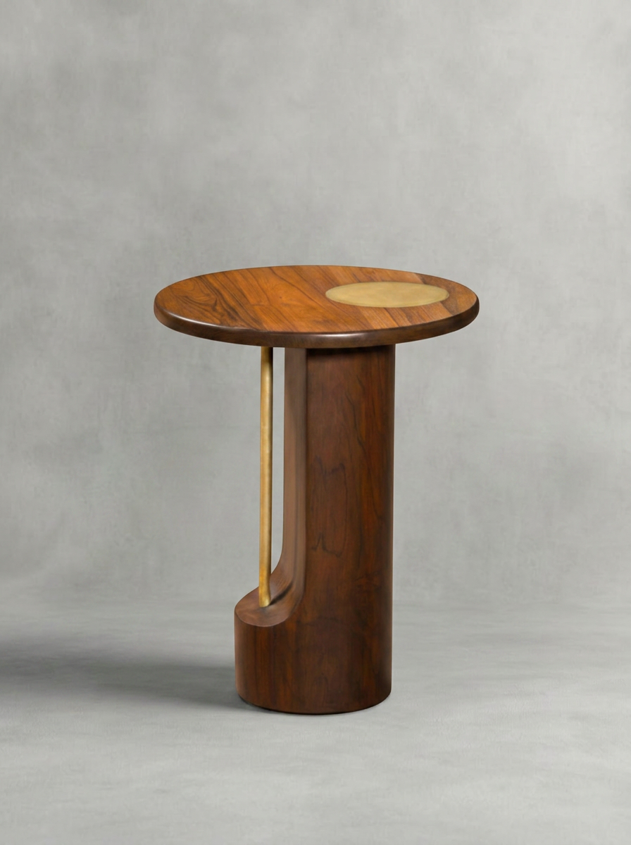 Scooped Honey Walnut Side Table