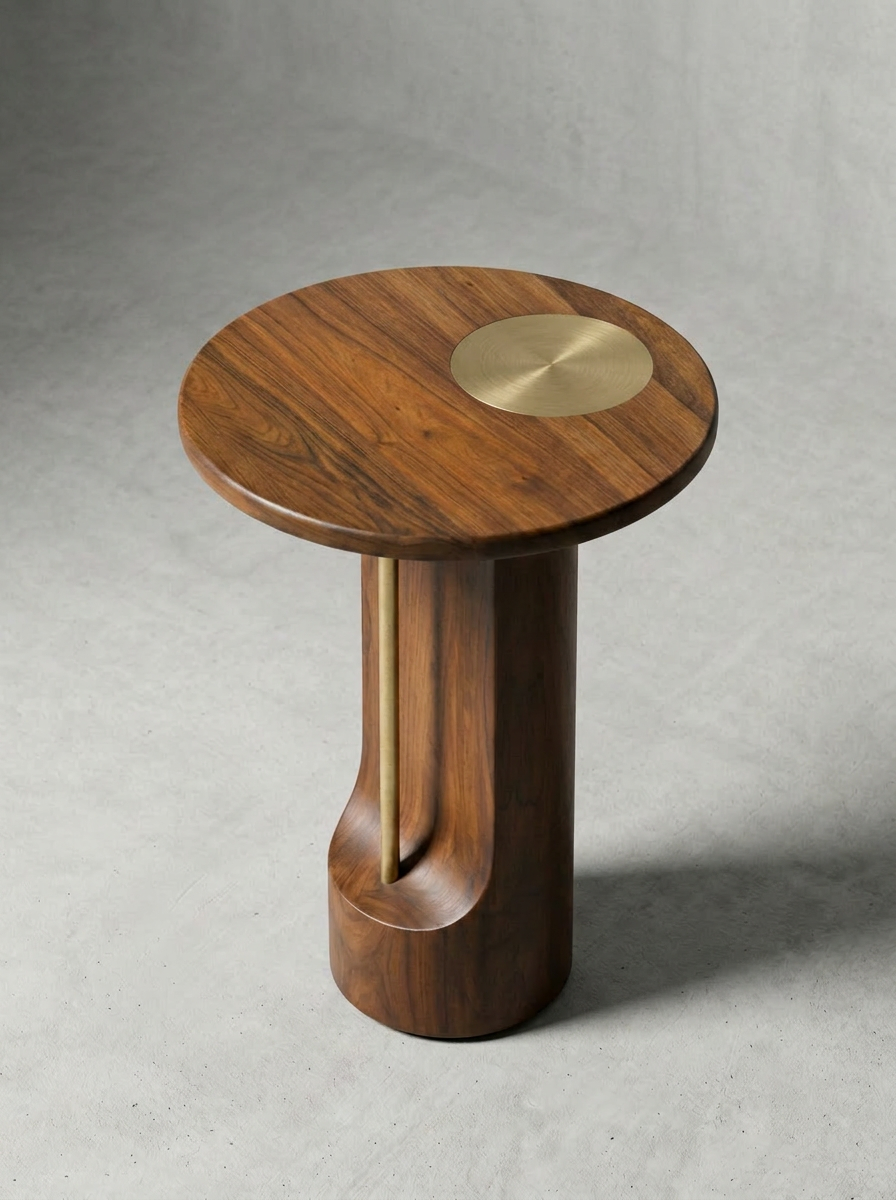 Scooped Honey Walnut Side Table