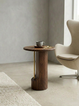 Scooped Honey Walnut Side Table