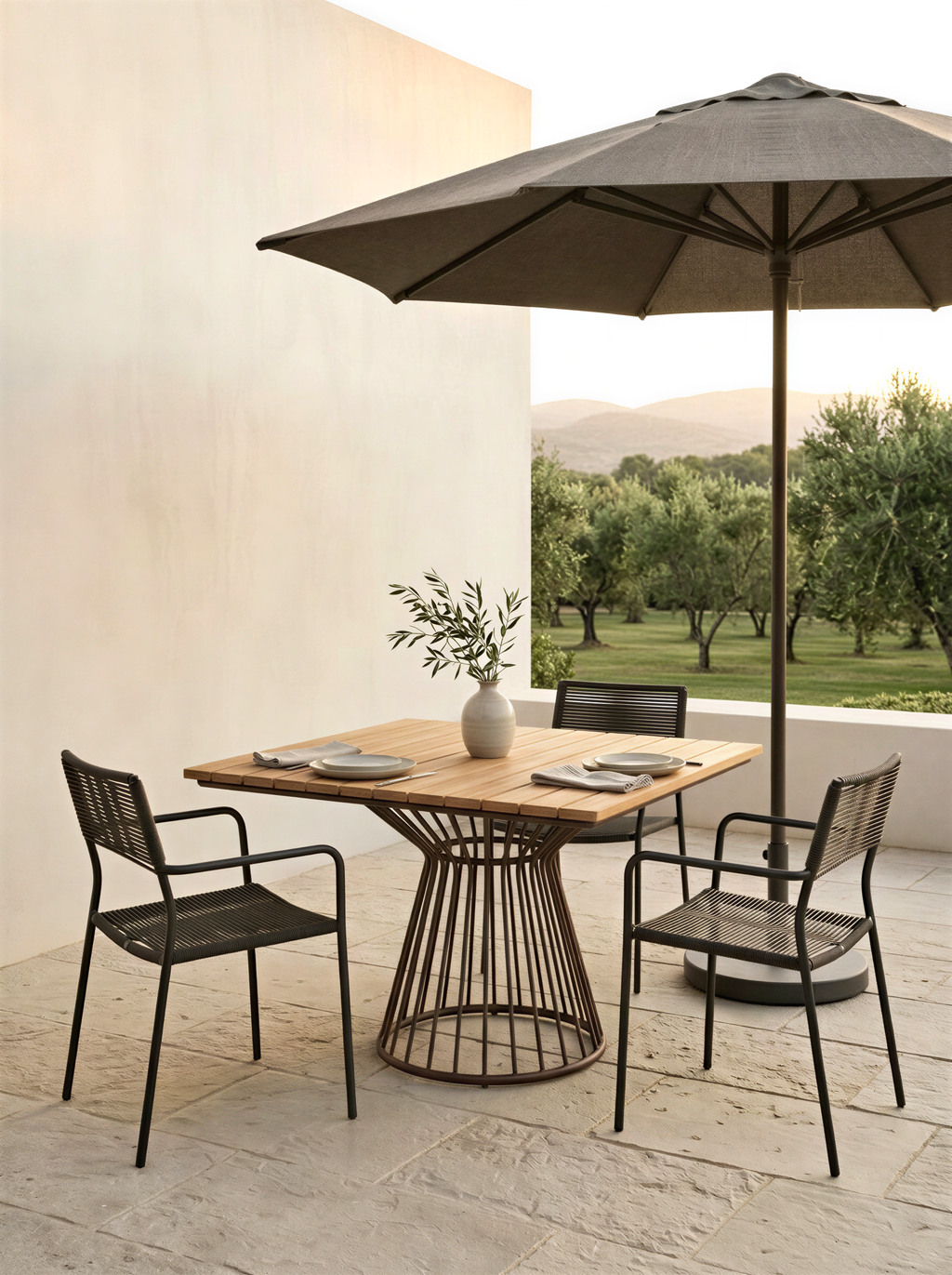 Slatted Hourglass Outdoor Dining Table