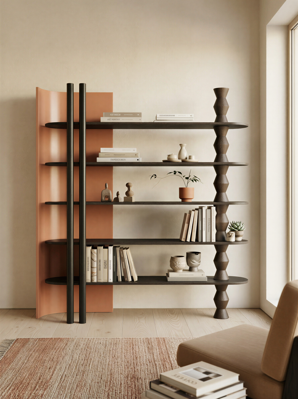 Spindle Charcoal Bookshelf