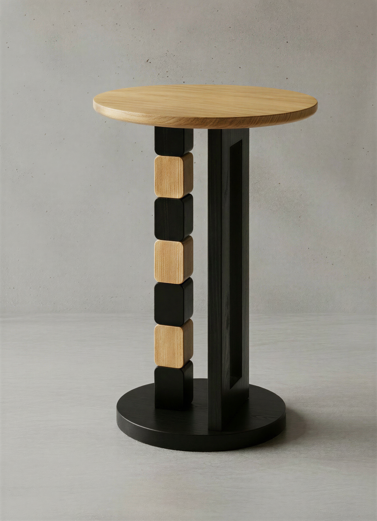 Stacked Natural Oak Bar Table