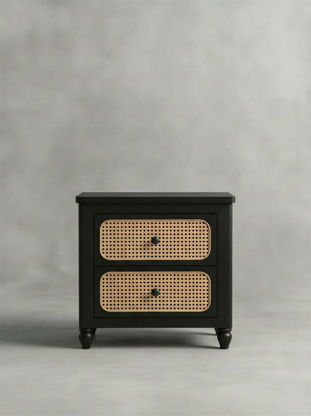 Stepped-Arch Deep Smoke Bedside Table