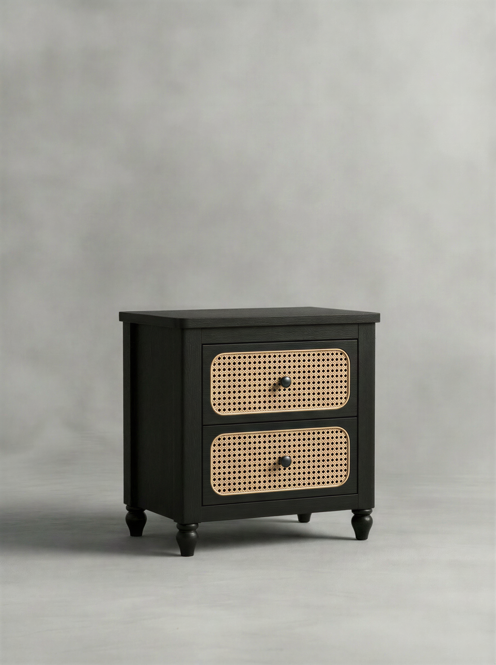 Stepped-Arch Deep Smoke Bedside Table
