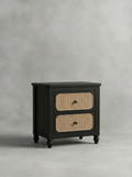 Stepped-Arch Deep Smoke Bedside Table