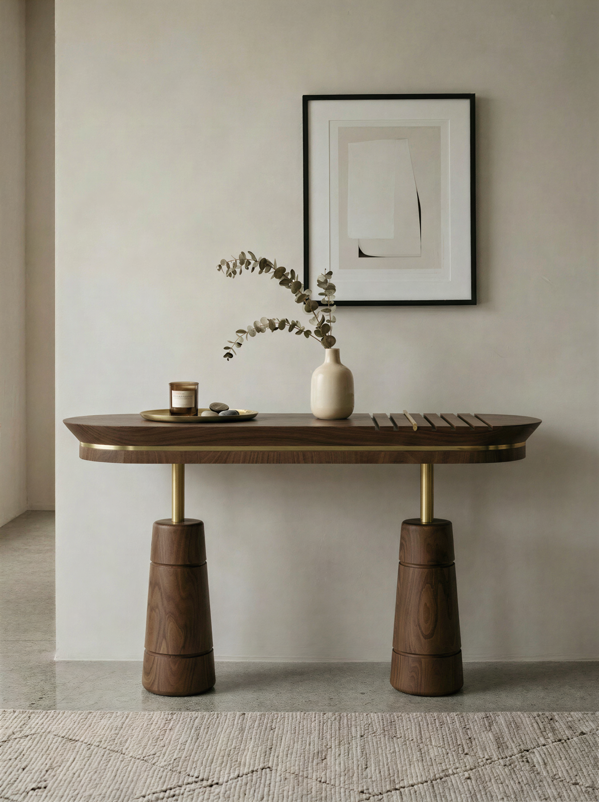 Tapered Walnut Console Table