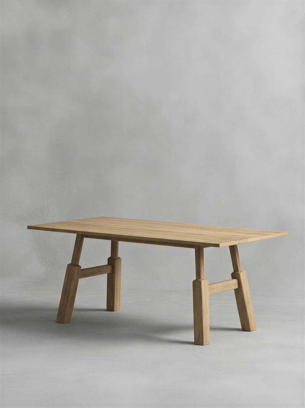 Trestle Natural Oak Dining Table