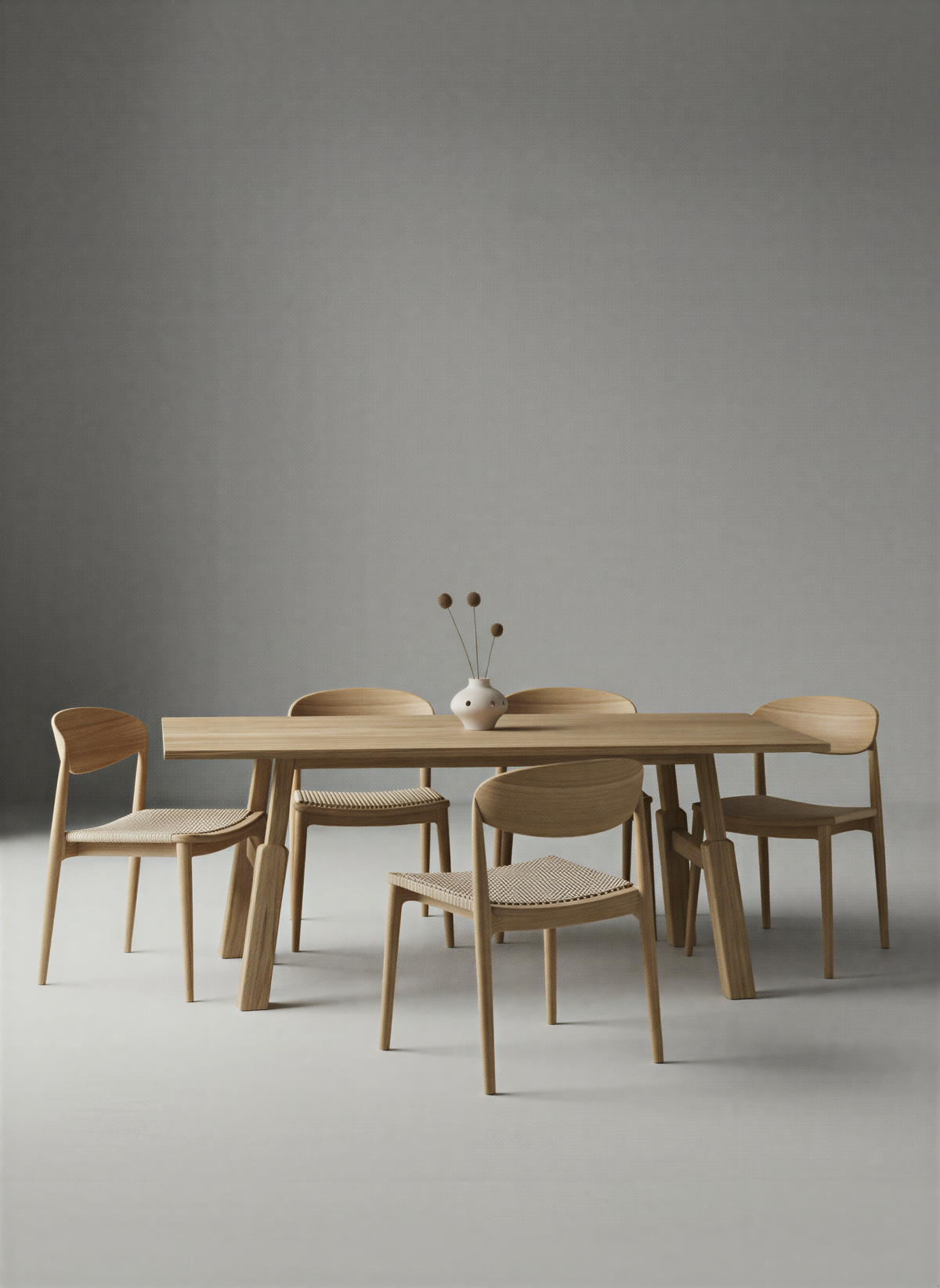 Trestle Natural Oak Dining Table