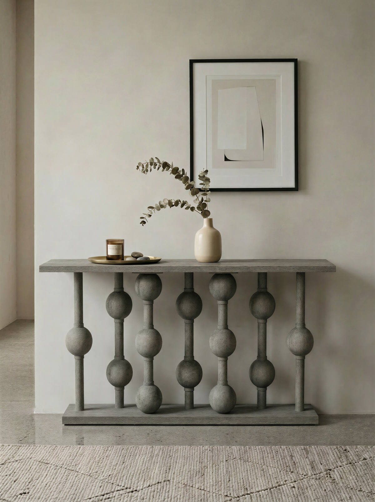 Turned Grey Smoke Console Table