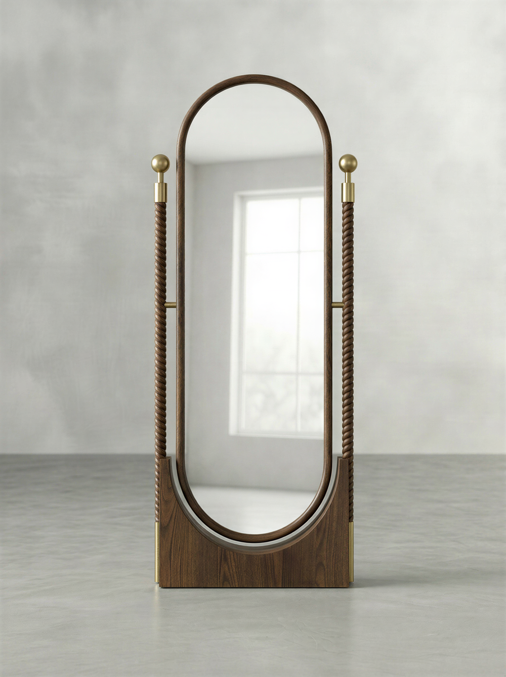 Twist Walnut Standing Mirror