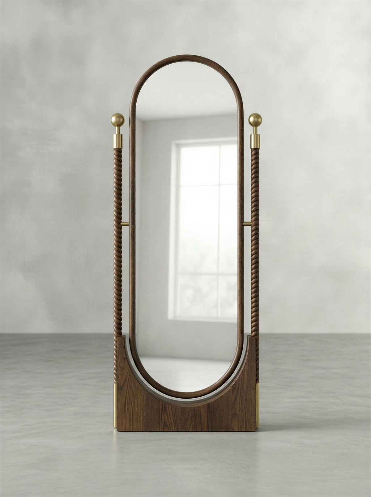 Twist Walnut Standing Mirror
