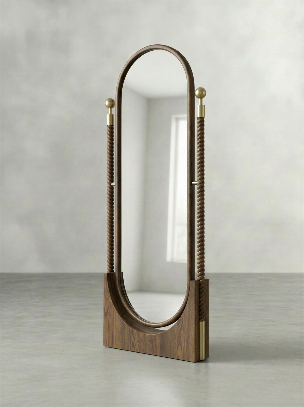 Twist Walnut Standing Mirror