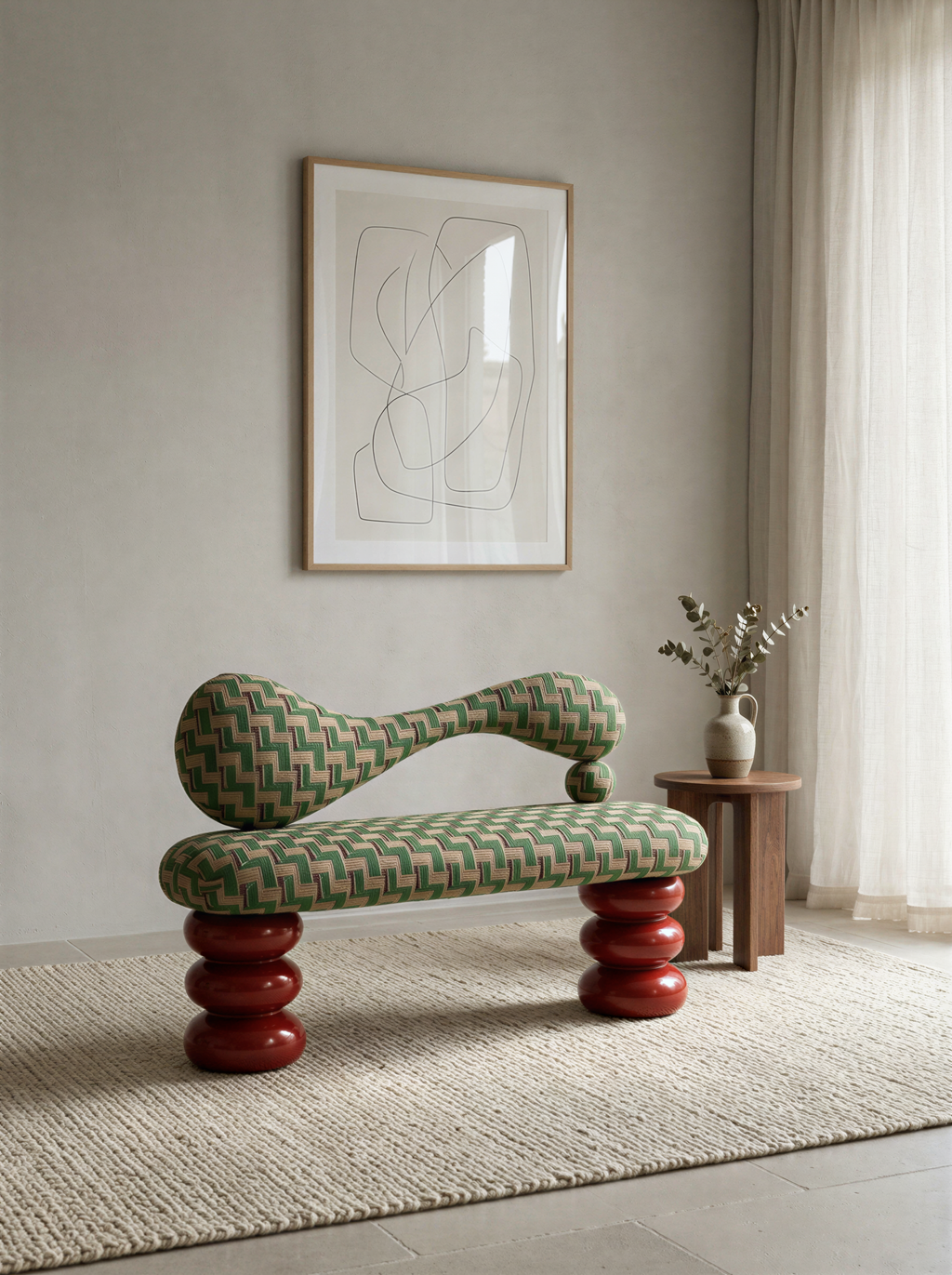 Undulated Crimson Bench