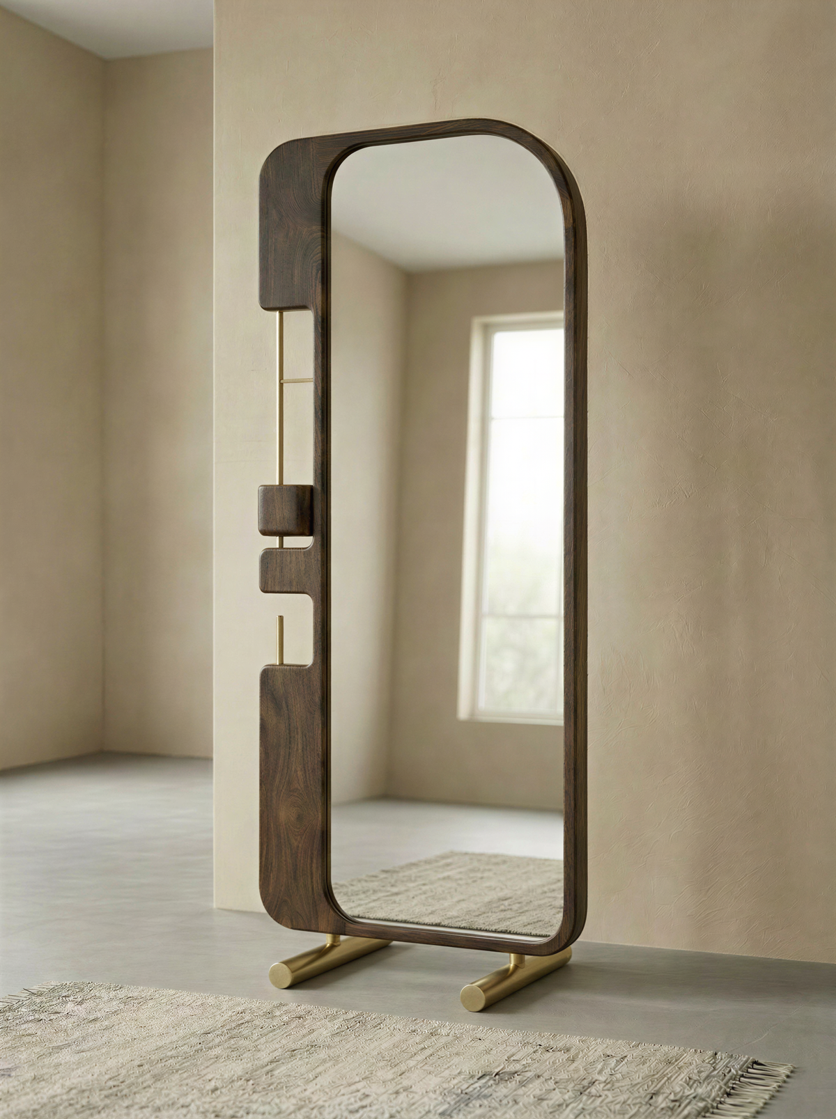 Wonderland Smoked Walnut Standing Mirror